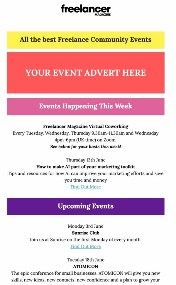 Events email banner example